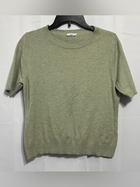 Milano Essential Sage Green Knit Top Office Siren 90s Minimalist Spring Large L
